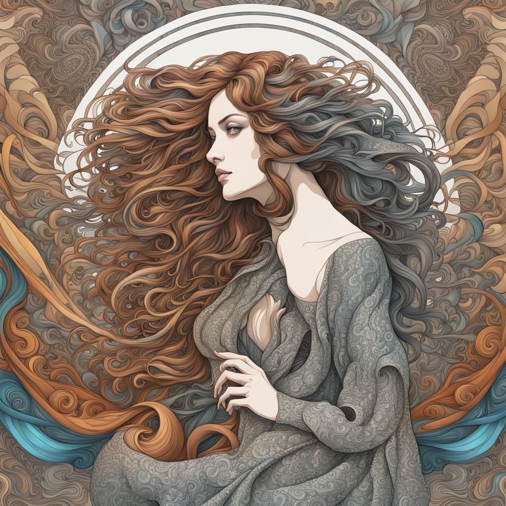 Pre-Raphaelite Rock Band with Abstract Fractal Art