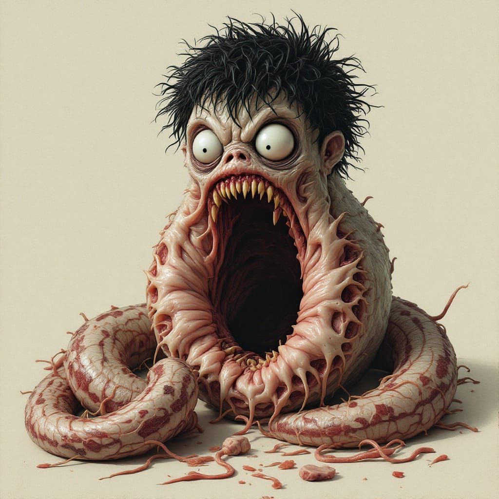 Surreal Anatomical Horror with Bulging Eyes