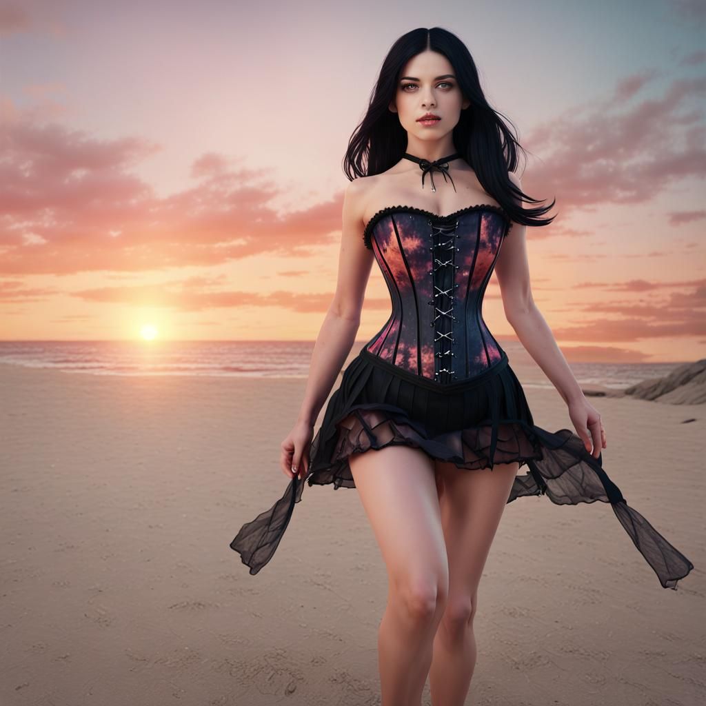 Summer Witch at Beach Sunset: Fantasy Concept Art