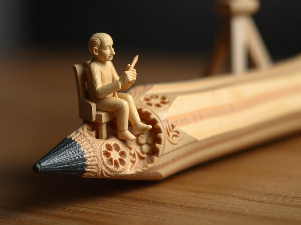 Intricate Wood Carving Inside Pencil Tip