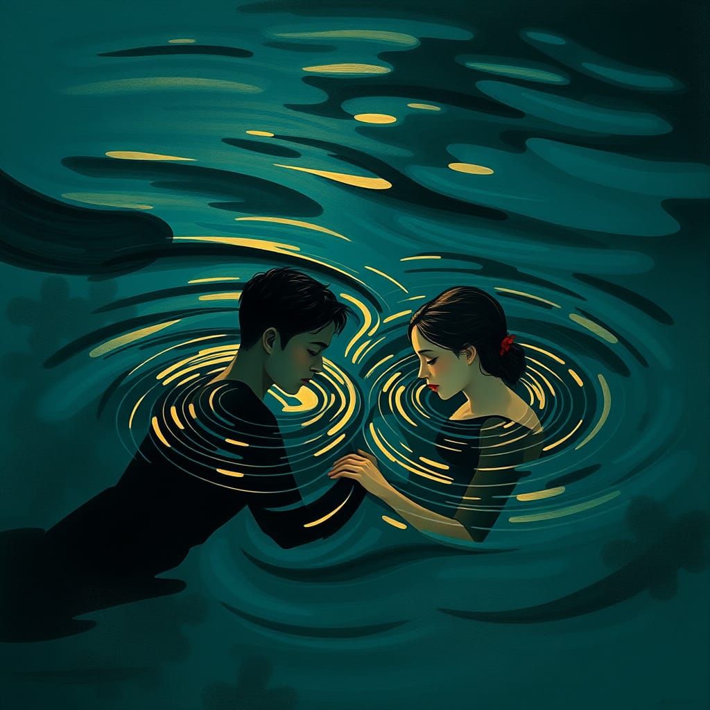 Figures Submerged in Water, Abstract Art