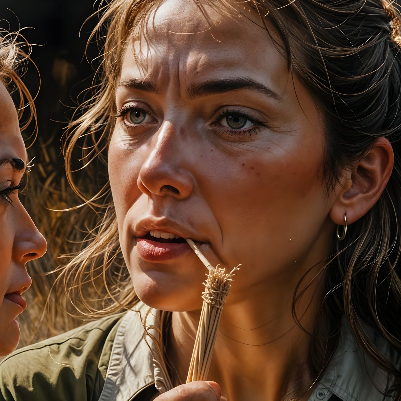 People Try to Pull Wind Through Straw, Realistic Style