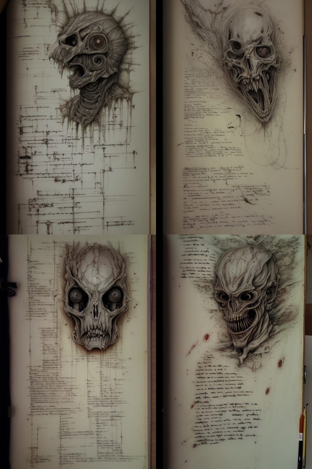 Pages from an old book named Necronomicon