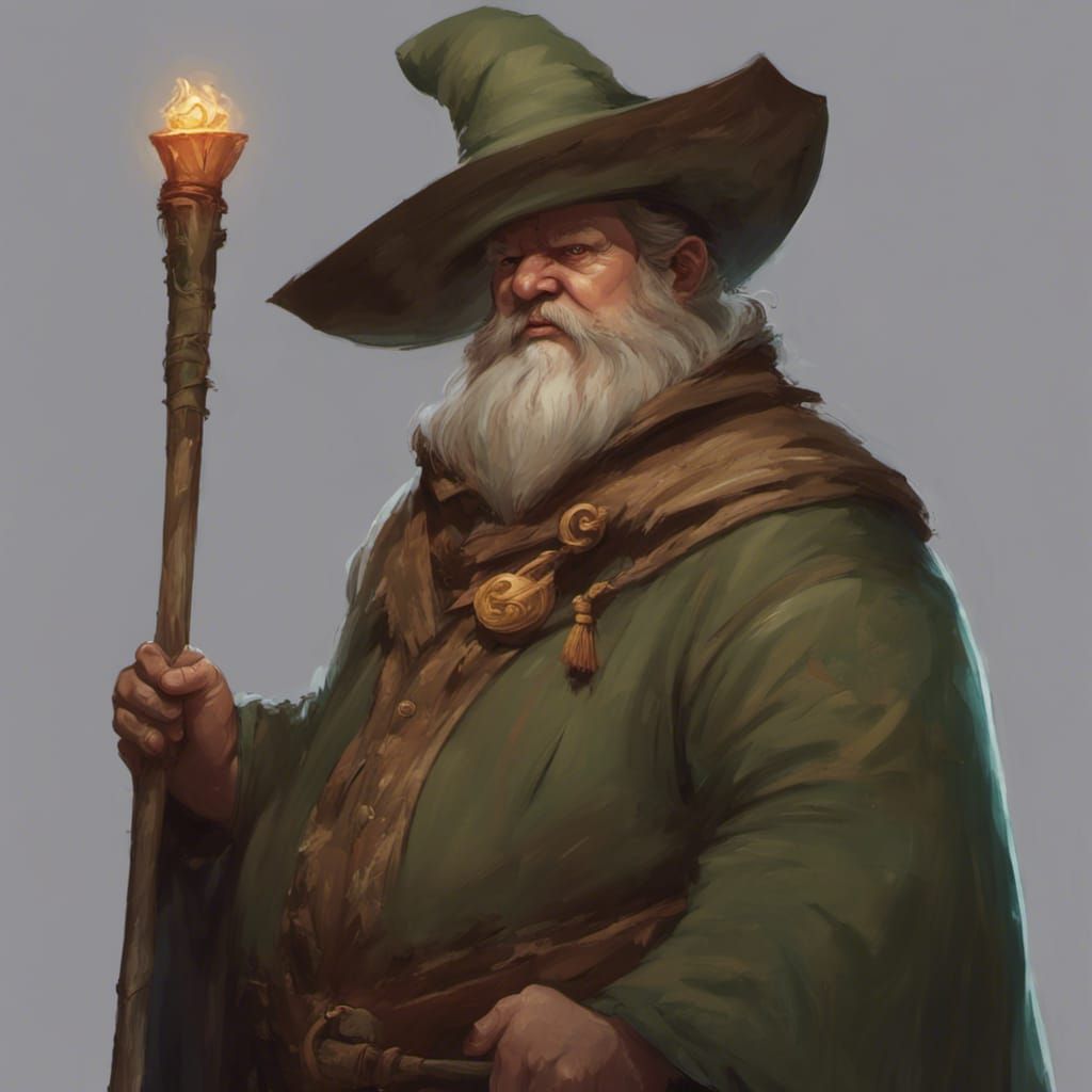 Wizard Portrait in DnD Style with Glowing Staff
