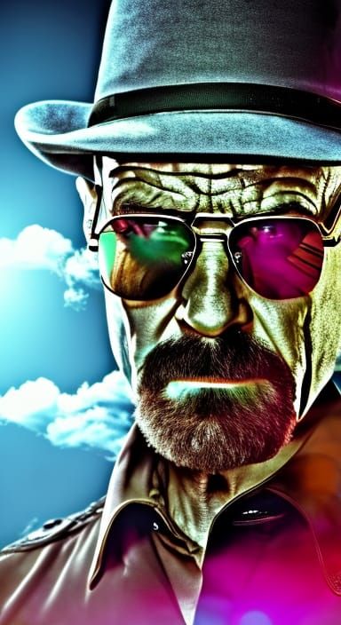 Hyperrealistic Color Splashed Heisenberg with Chemical Symbo...