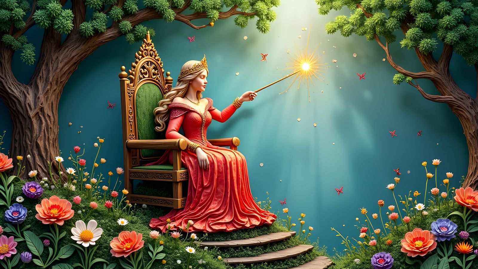 Enchanted Princess in Whimsical Forest Illustration