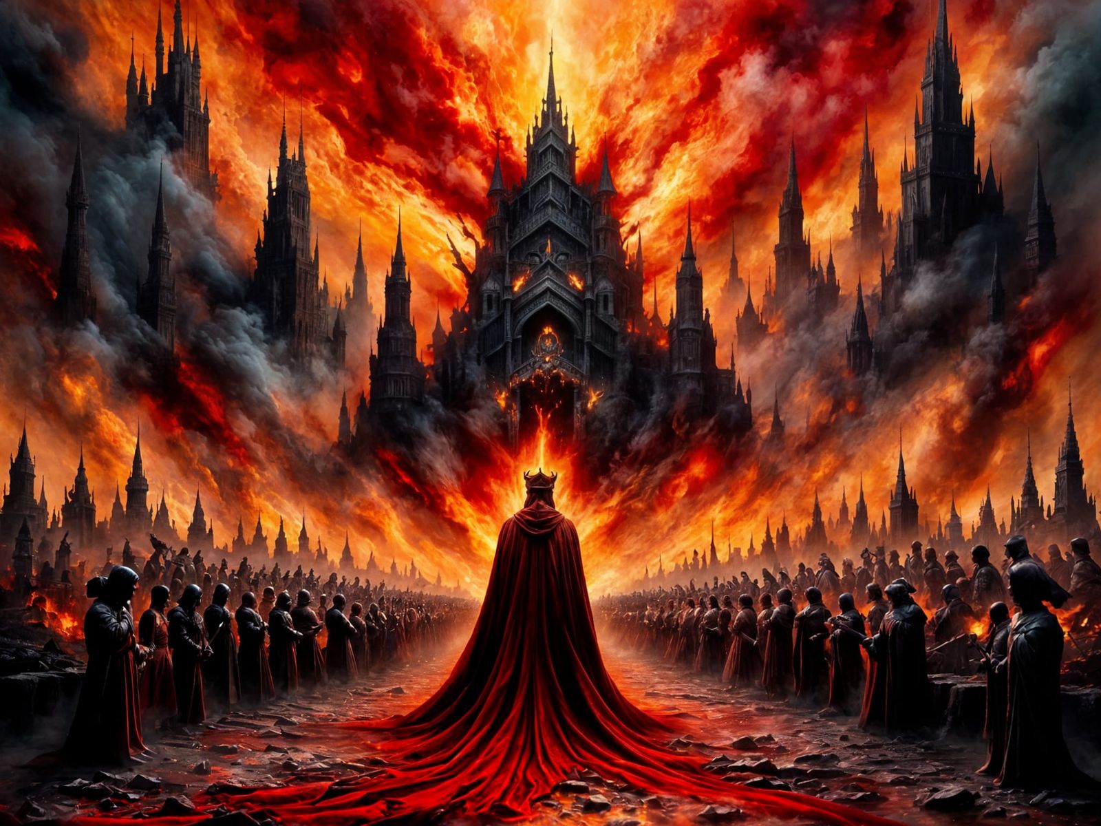 Burning Empire at Sunset with Molten Rivers