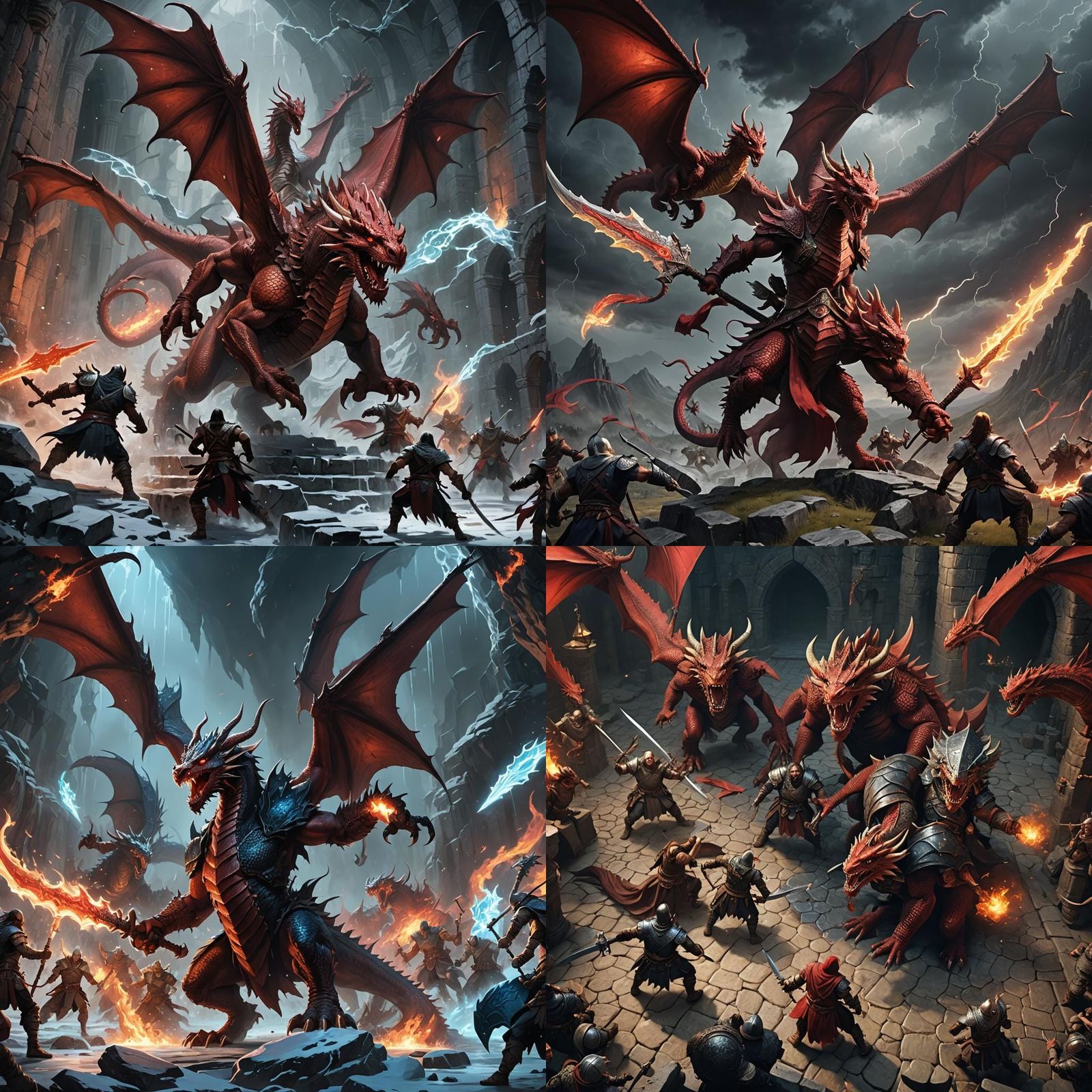 Red Dragon Battle Scene in D&D Style