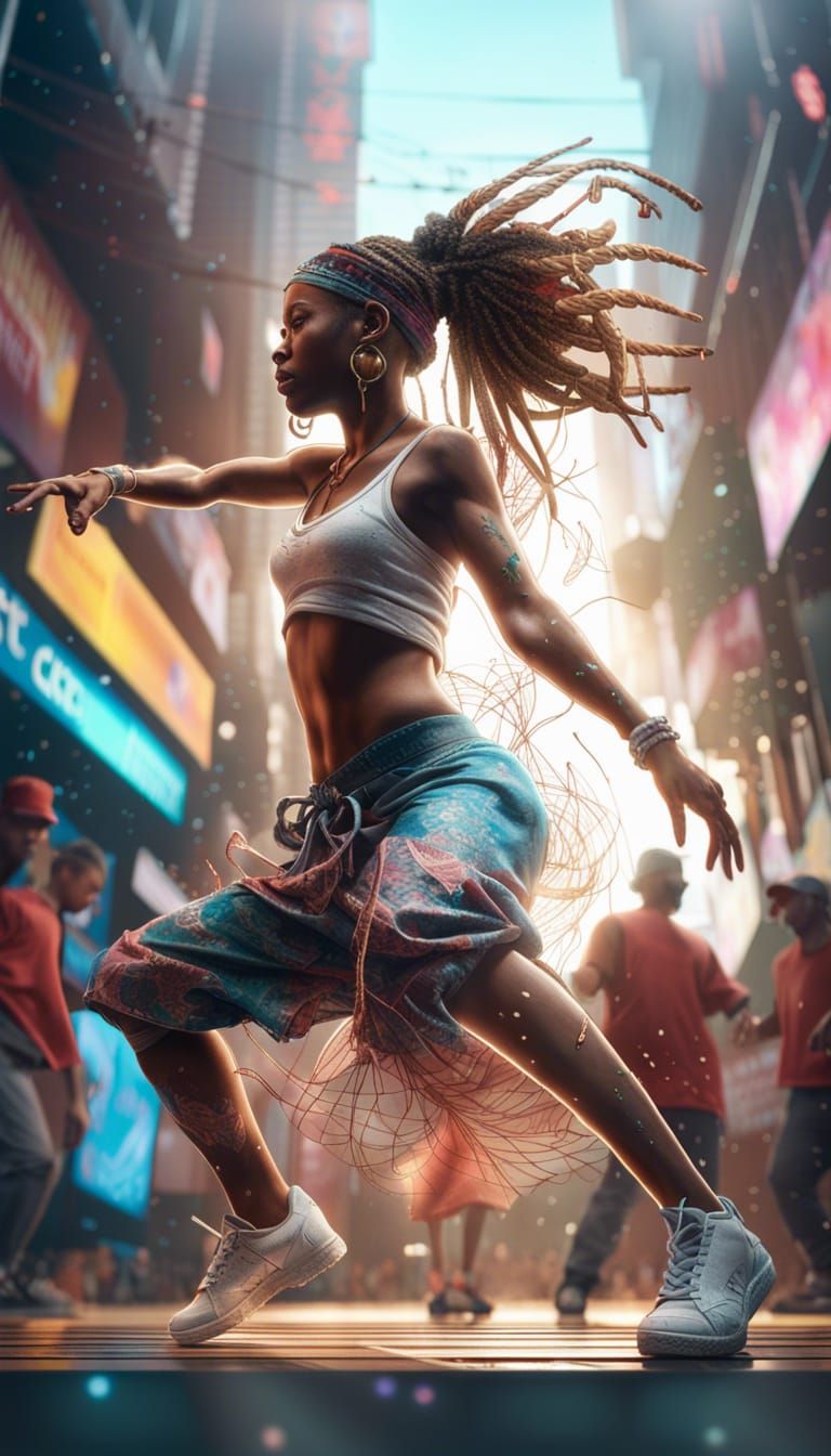 Hip-Hop Dance Scene in Maximalist Style
