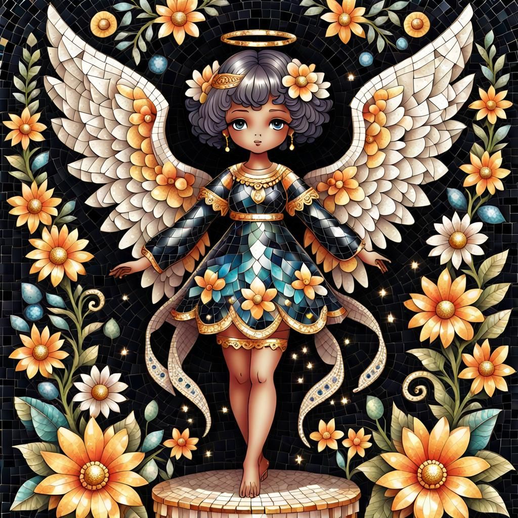 Magical Black Angel Music Box in Heaven