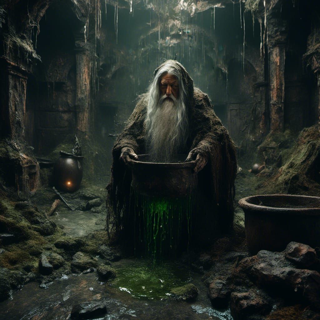 Gandalf's Dungeon Brew: A Fantastical Matte Painting