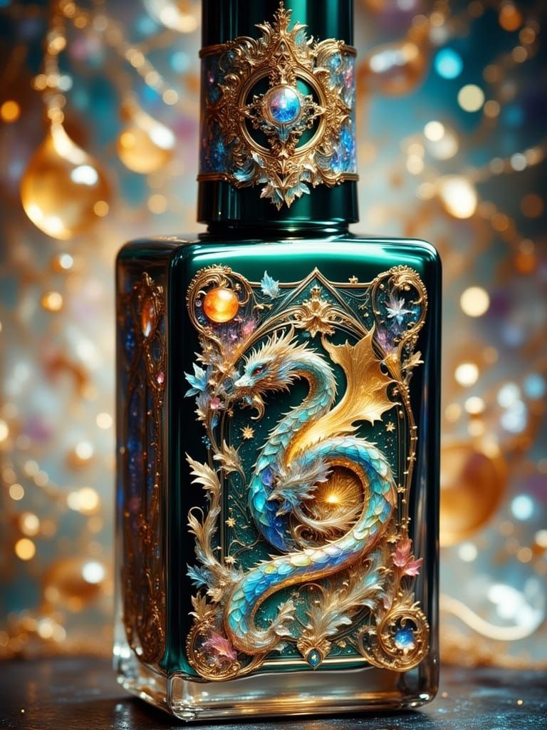 Iridescent Dragon Scale Nail Polish in Art Nouveau Style