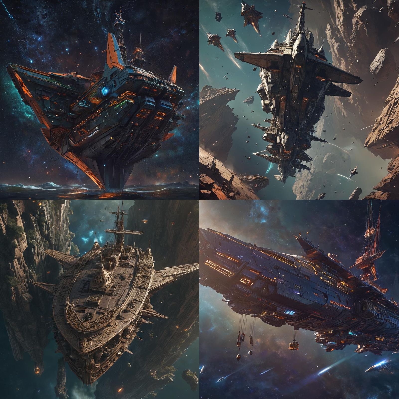 Spelljammer Ship in Space: Detailed Matte Painting