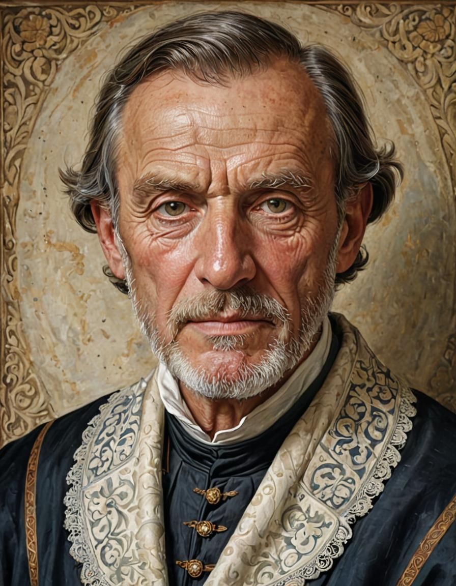 Refined 12th Century Gentleman Portrait in Cartoon Style