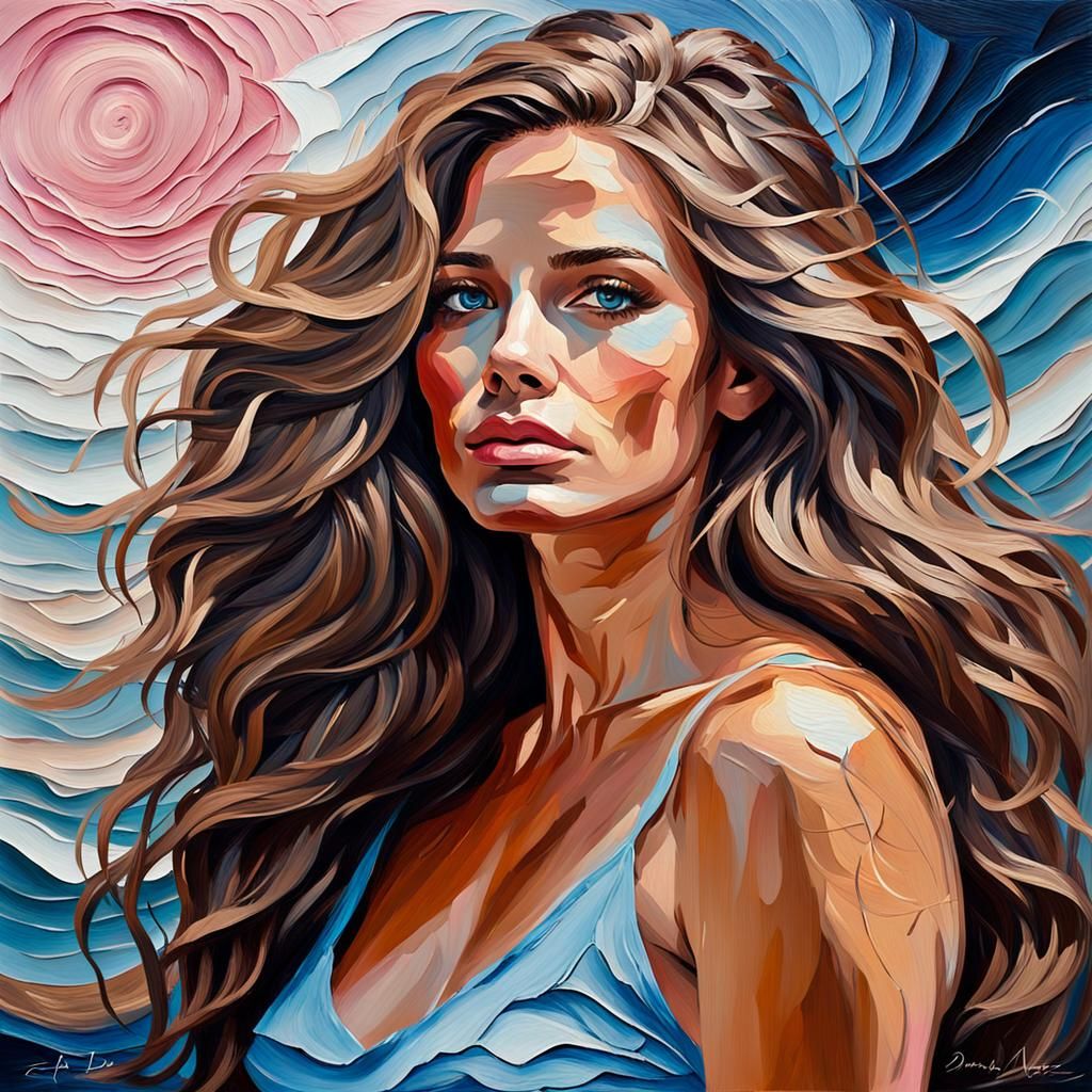 Impasto Oil Painting of a Sensual Woman