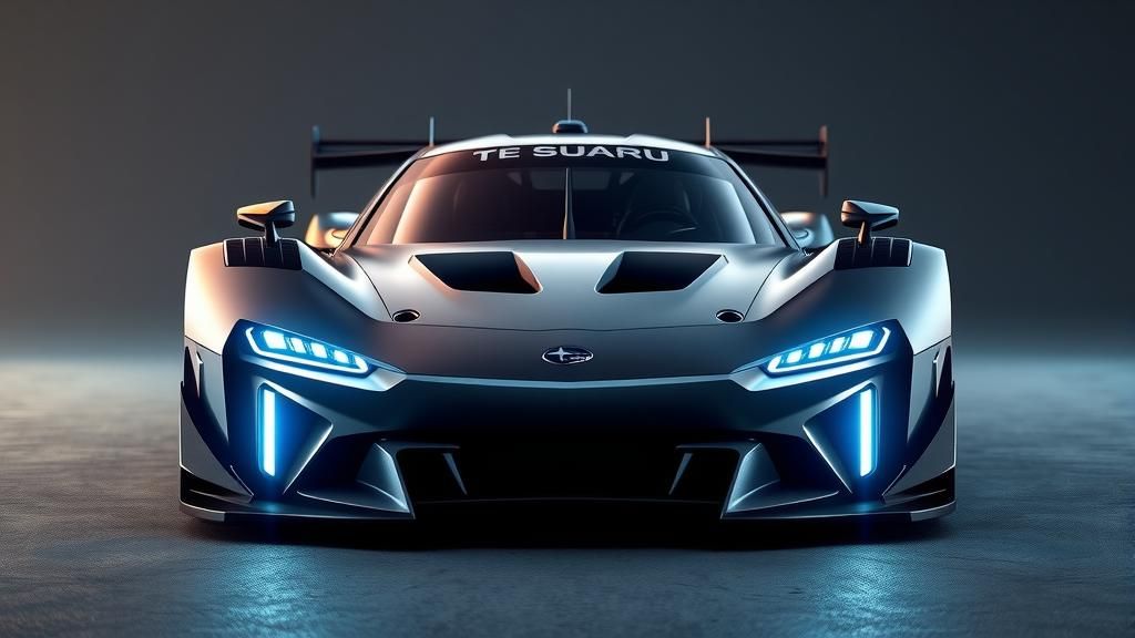 Futuristic Subaru Race Car in Cyberpunk Style