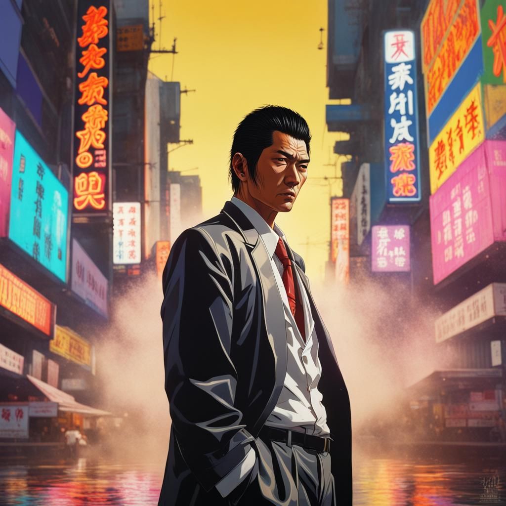 Young Yakuza in the 80s: Hyperrealistic Splash Art