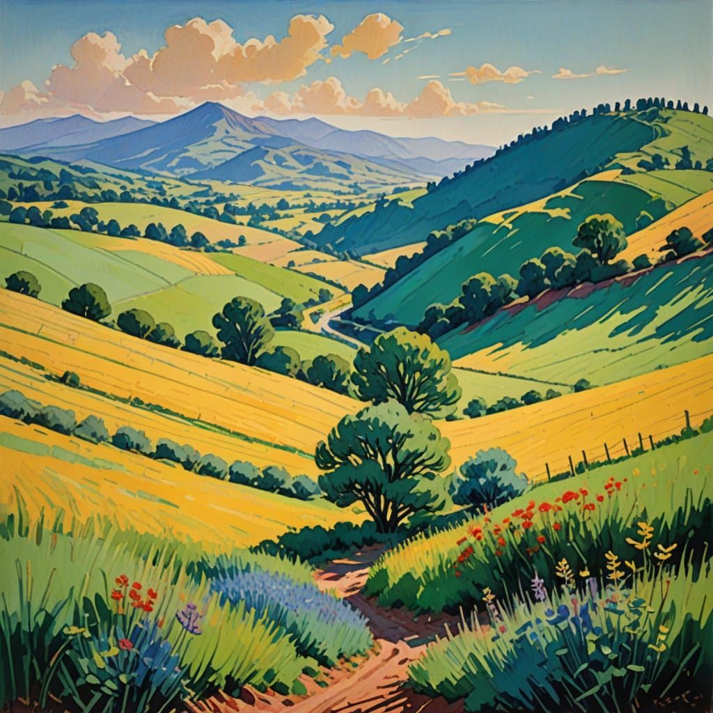 Rustic Oregon Ranch Under Warm Sunlight