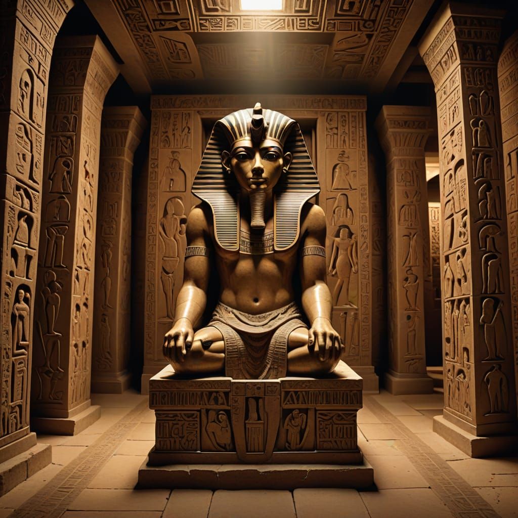 Ancient Egyptian Sarcophagus in a Burial Tomb Scene