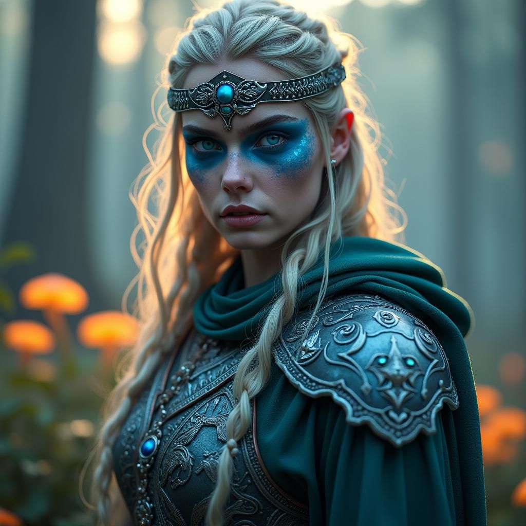 Viking Girl with Blue Eyes in Norse Landscape