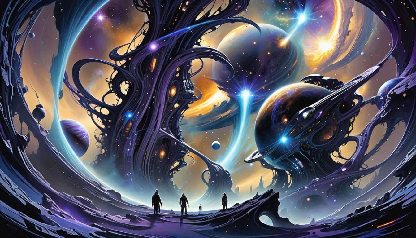 Cosmic Galaxies Intertwined, Surreal Universe