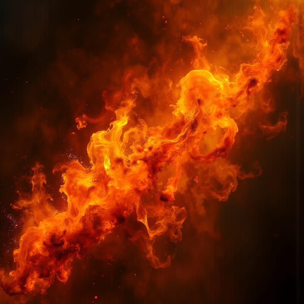 Intense Fire Flames in Dramatic Orange and Red