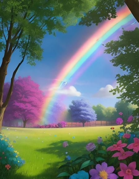 Cartoon Card with Rainbow Dappled Light