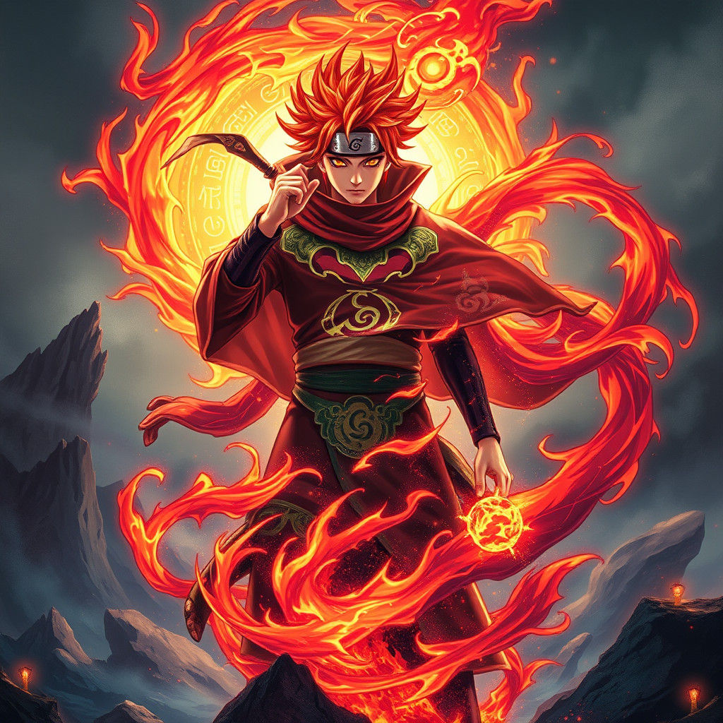 Naruto Unleashes Nine Tails Chakra in Dreamlike Landscape