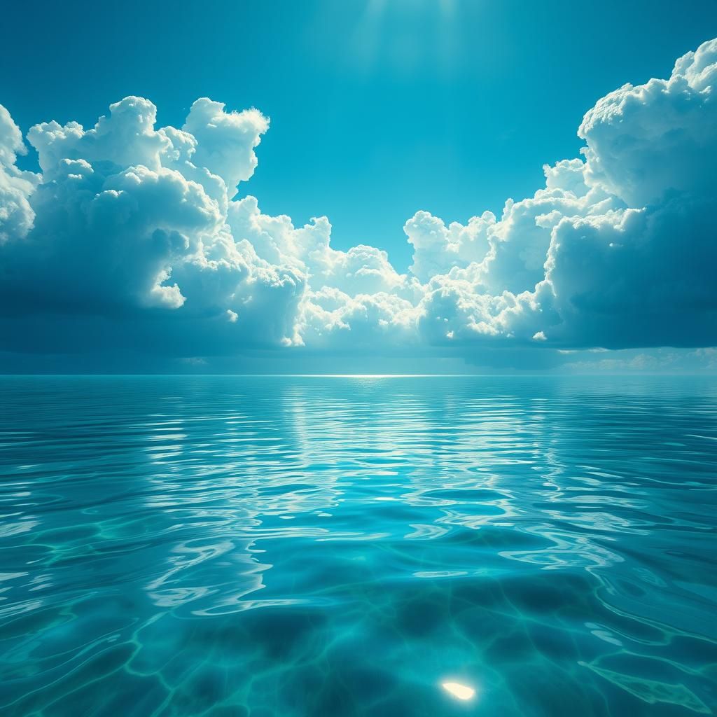 Turquoise Ocean Reflecting Cerulean Sky: Matte Painting