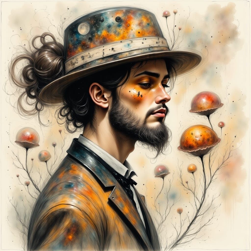 Whimsical Scene of a Muffin Man in a Dreamlike Landscape