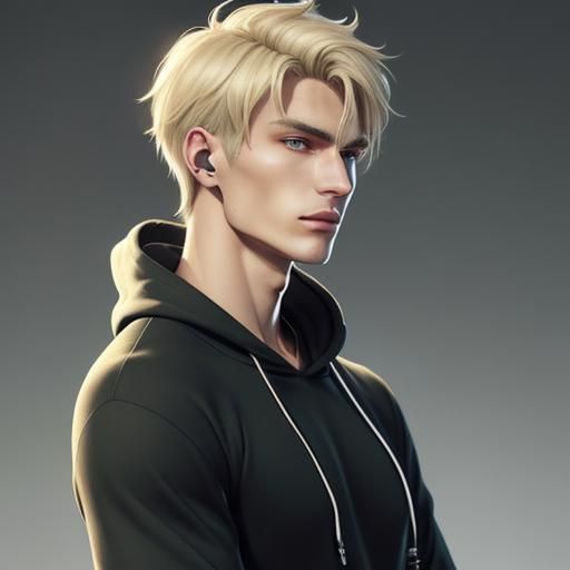 Anime Style Portrait of a Youthful Blond Man