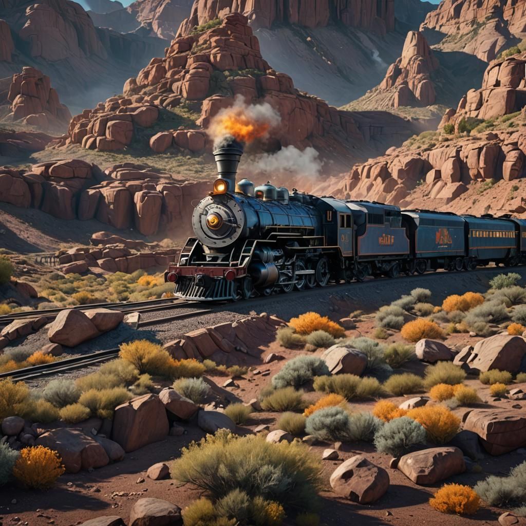 Fantastical Old West Train in Deep Color