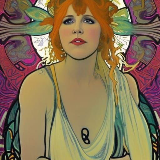 Stevie Nicks in Art Nouveau Floral Portrait