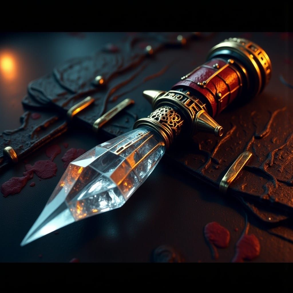 Crystal Dagger with Leather Hilt in Cinematic Style