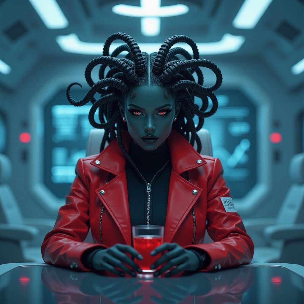 Humanoid Alien Spy in a Red Jacket