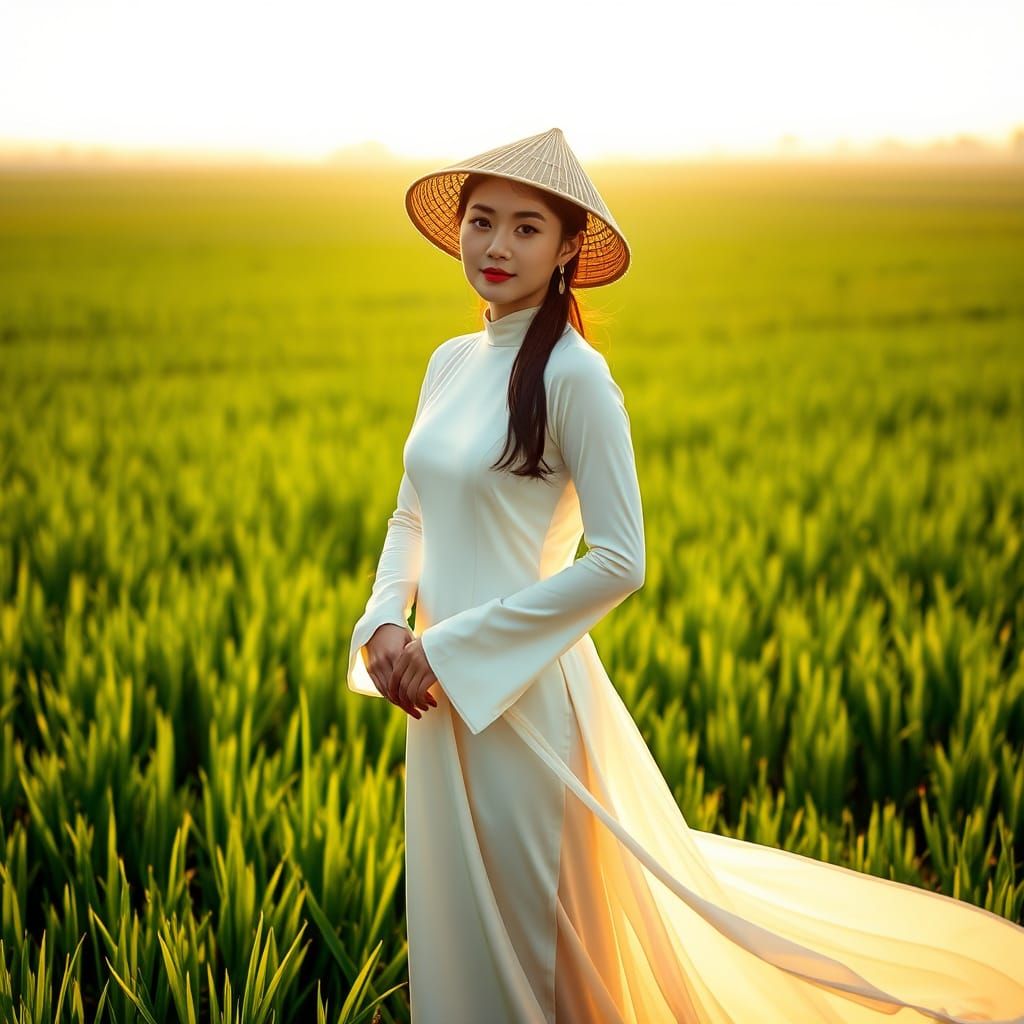 Elegant Vietnamese Woman in Traditional Attire