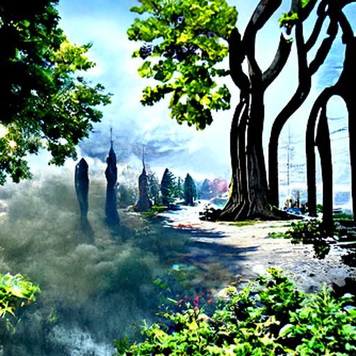 Sad Trees in Ethereal Fantasy Landscape