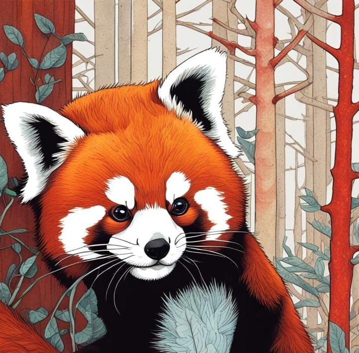 Red Panda Illustration in Graphic Novel Style