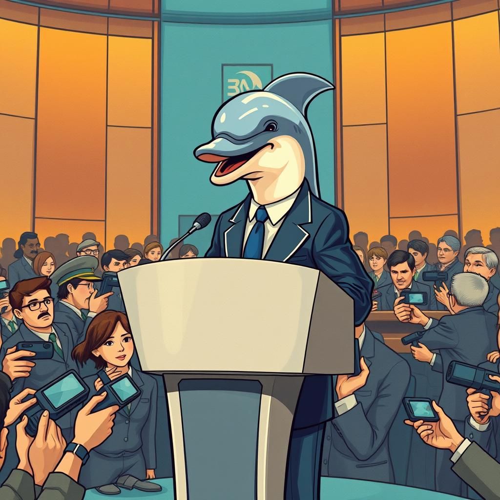 Dolphin Press Conference: Futuristic and Playful Design