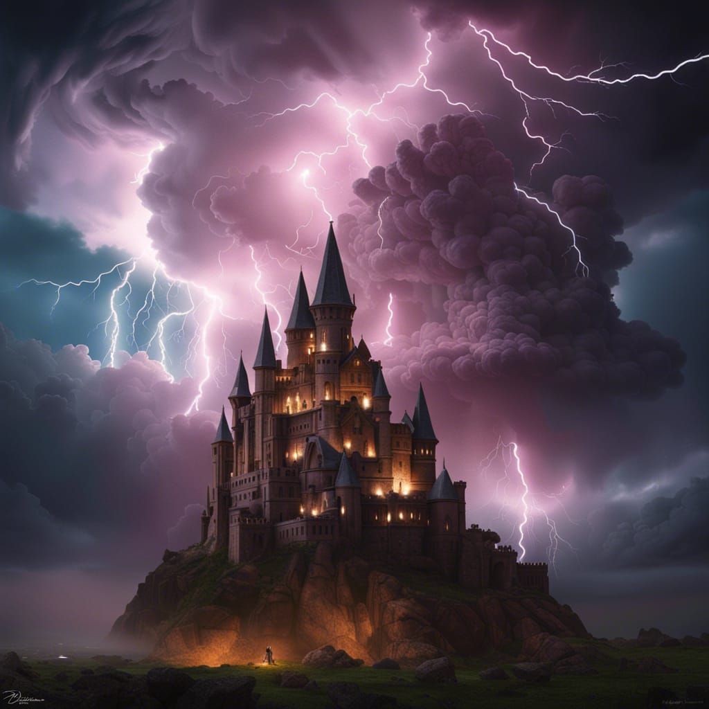Nebula Lightning Storm over Fairy Castle