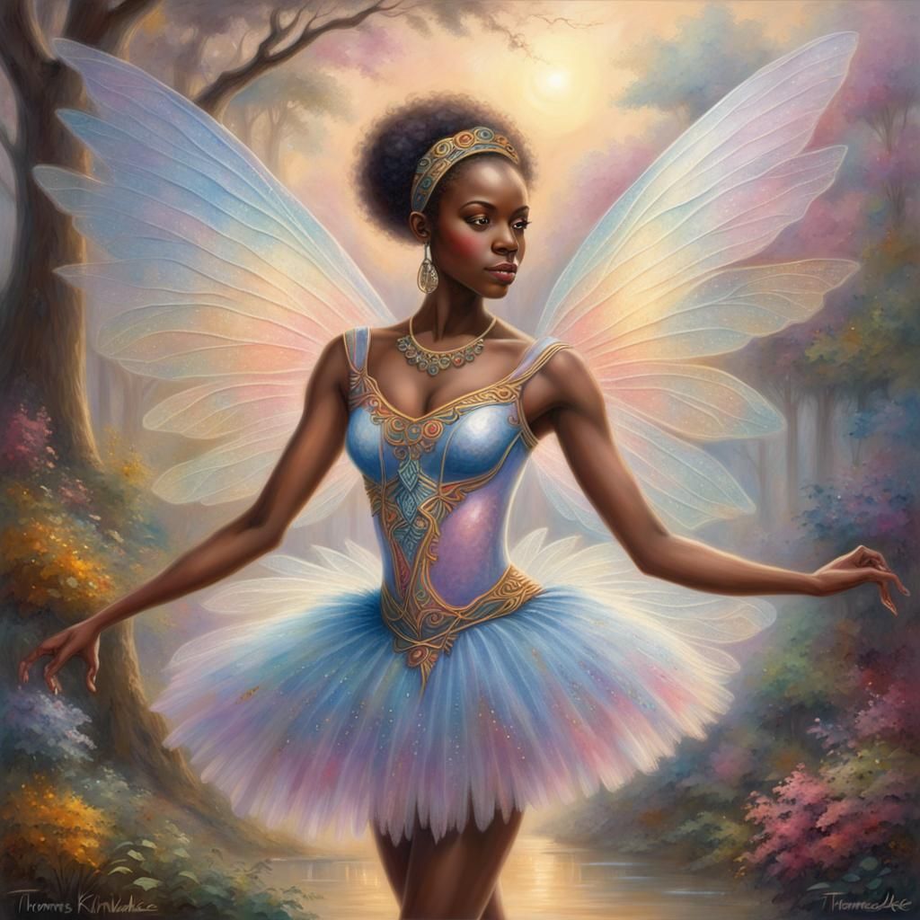 African Fairy in Ballet Tutu: Ethereal Fantasy
