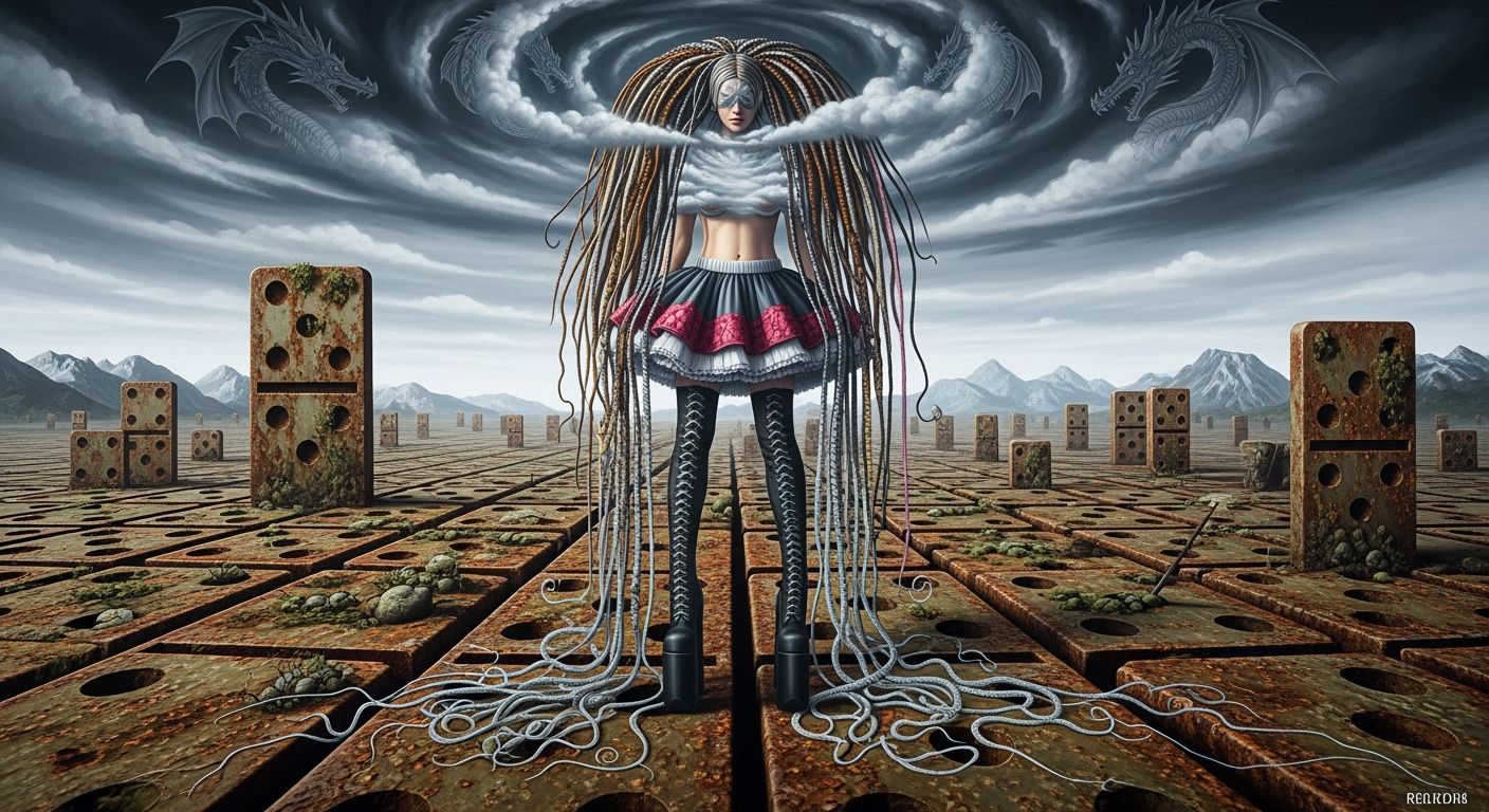 Surreal Dystopian Wasteland with Mythical Heroine