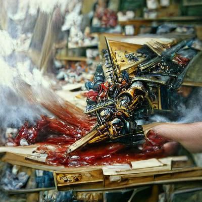 Warhammer Warrior in Oil Painting Style
