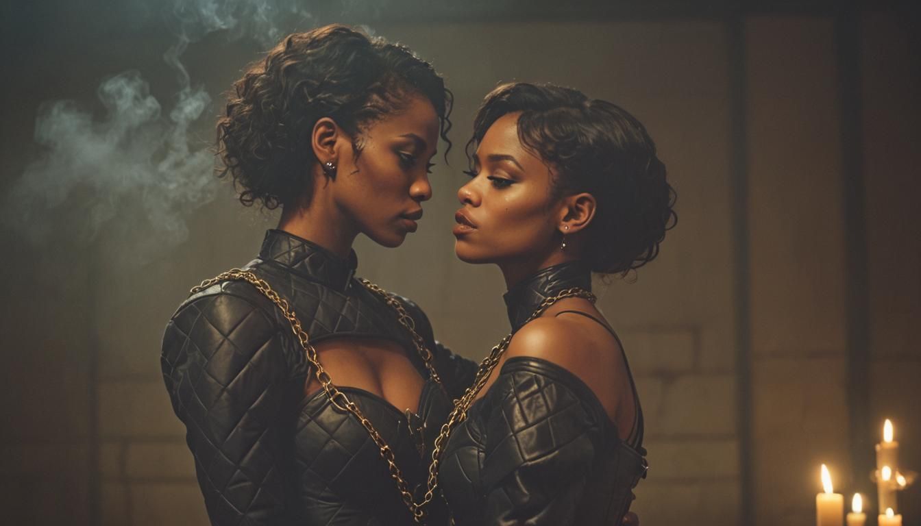 Namibian Women in Candlelight: A Gothic Romanticism Portrait