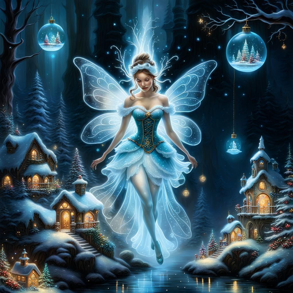 Bioluminescent Christmas Wonderland in Ethereal Fairy-Tale S...