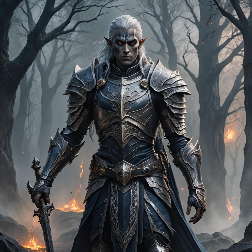 High Elf Necromancer Concept Art in Dark Fantasy Style