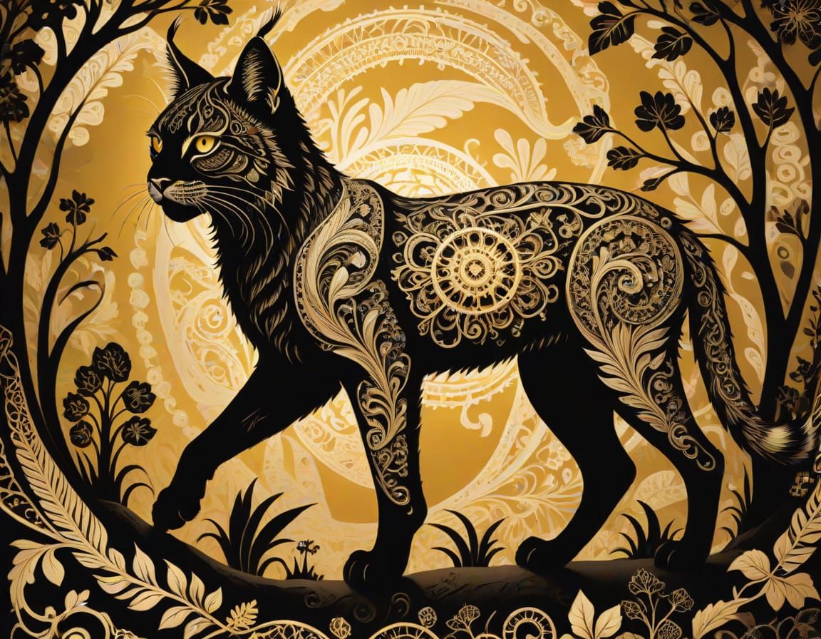 Steampunk Victorian Lynx in Warm Golden Glow