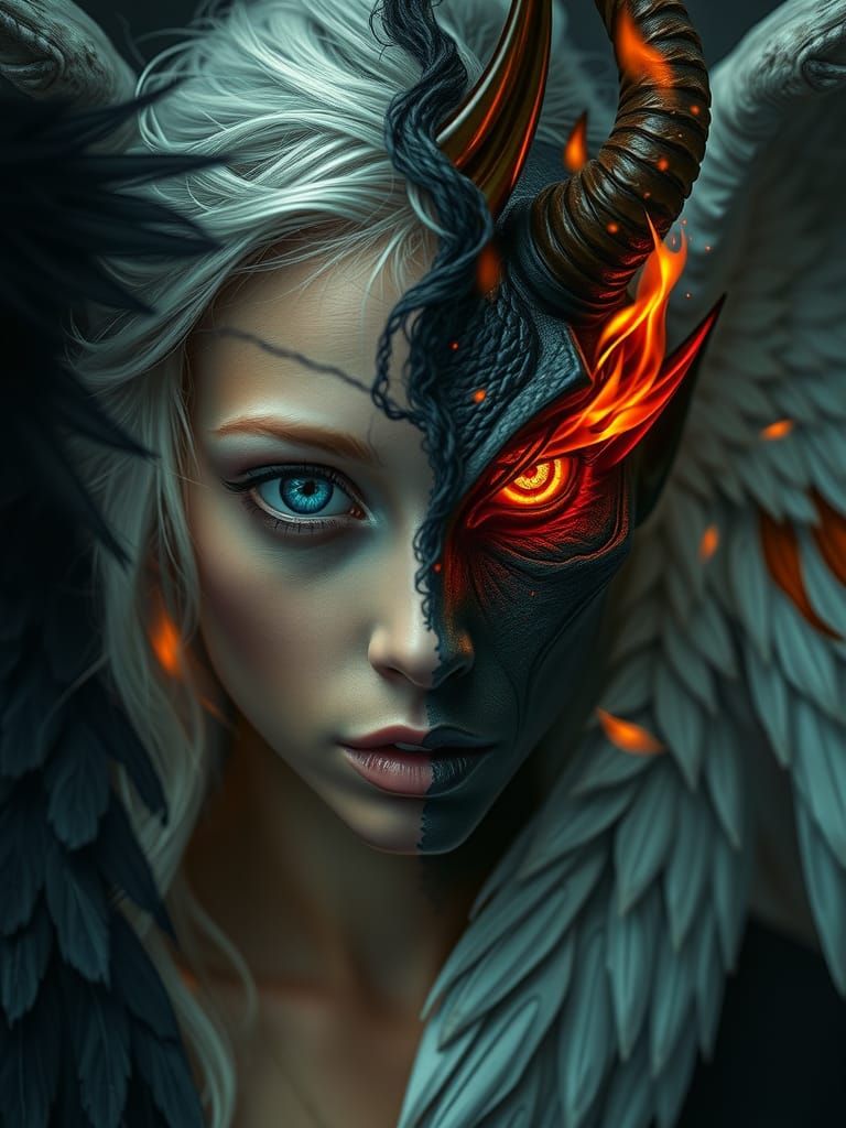 Dualistic Entity in Dark Fantasy Style