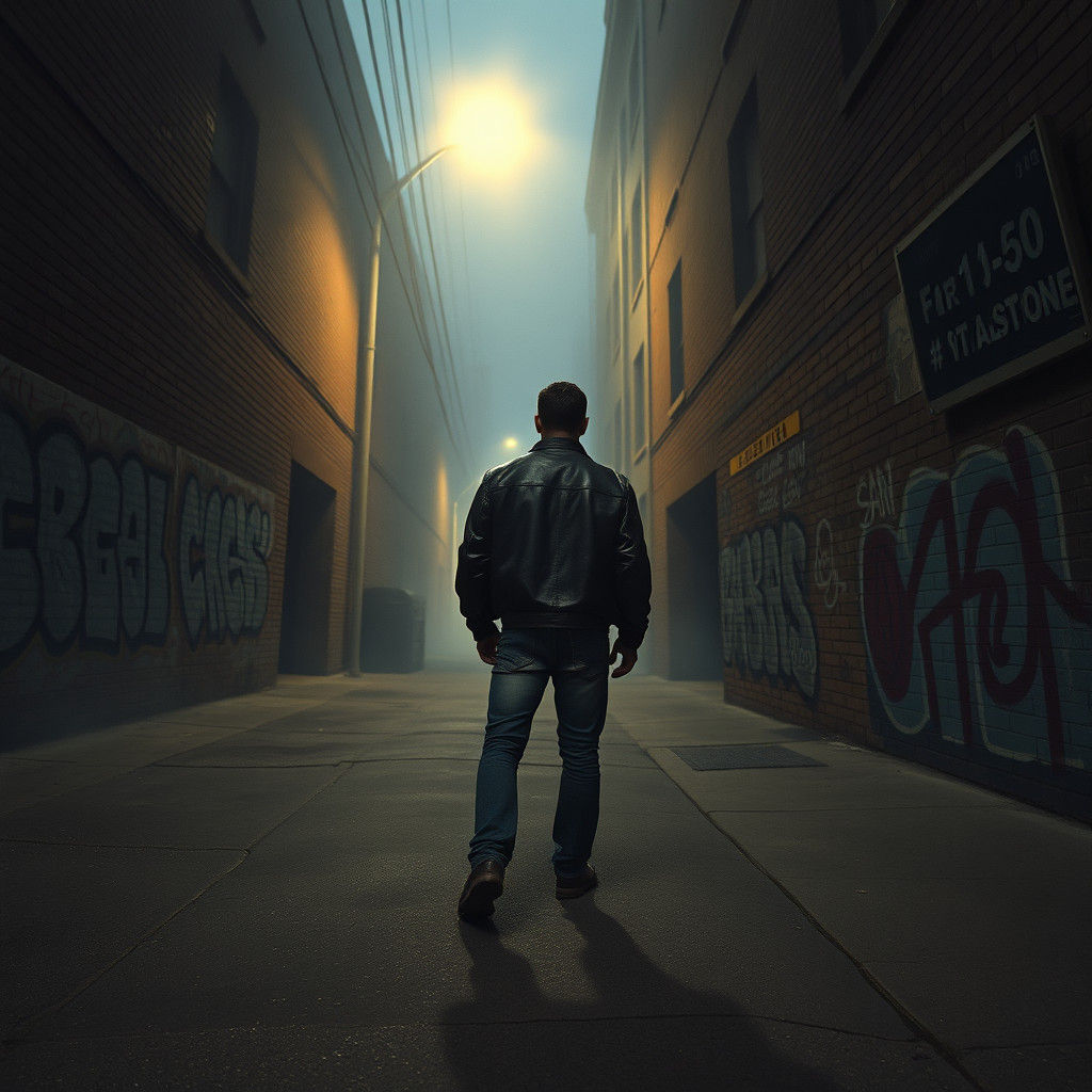Foggy San Francisco Alley in Film Noir Style
