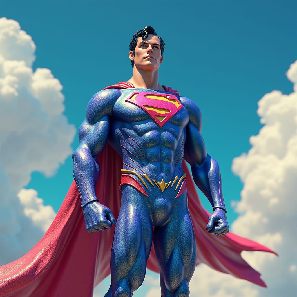 Hyperreal Superman in Shimmering Spider Silk